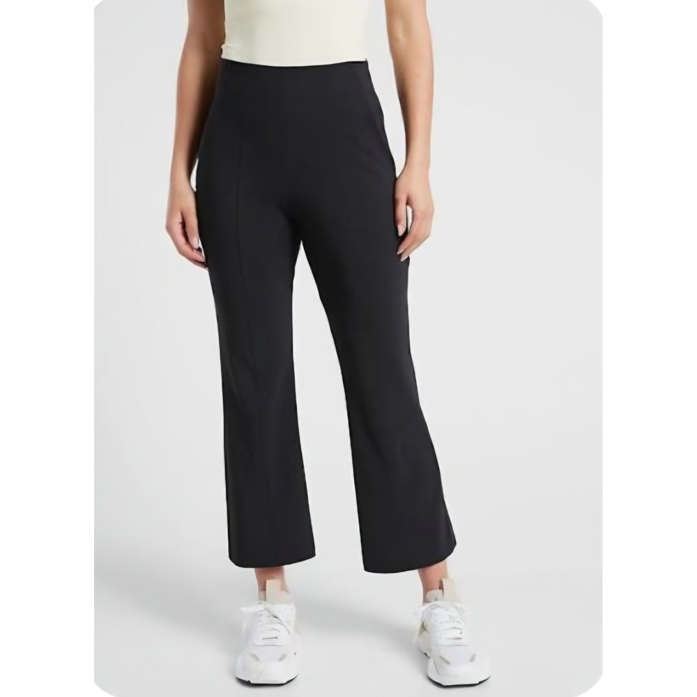 Athleta Cosmic Kick Flare Pant Black Size 10 High Rise Travel Commute Trousers